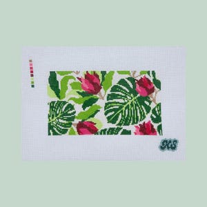 jungle gal needlepoint canvas | hand-painted & stitch-painted on 18-mesh