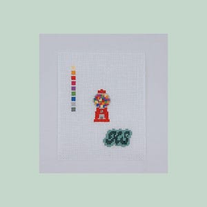 gumball mini needlepoint canvas | hand-painted & stitch-painted on 18-mesh