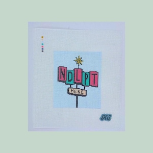 retro sign needlepoint canvas | hand-painted & stitch-painted on 18-mesh