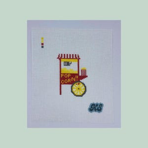 popcorn needlepoint canvas | hand-painted & stitch-painted on 18-mesh