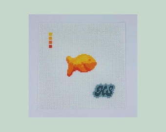 goldfish needlepoint canvas | hand-painted & stitch-painted on 13-mesh