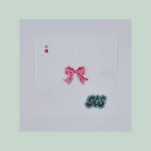 ribbon mini needlepoint canvas | hand-painted & stitch-painted on 18-mesh