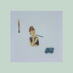 audrey hepburn needlepoint canvas | hand-painted & stitch-painted on 18-mesh