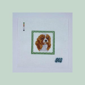 queen cav needlepoint canvas | hand-painted & stitch-painted on 18-mesh