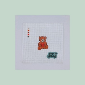 teddy mini needlepoint canvas | hand-painted & stitch-painted on 18-mesh
