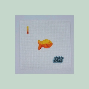 goldfish needlepoint canvas | hand-painted & stitch-painted on 18-mesh