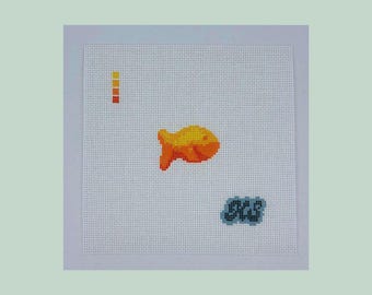 goldfish needlepoint canvas | hand-painted & stitch-painted on 18-mesh