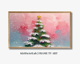 Archivo de arte de Navidad colorido abstracto para TV, Samsung Frame TV Art Christmas Tree Descarga digital, Pink Holiday Frame Tv Descarga instantánea, Moderno