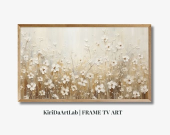 Frame TV Art Spring Flowers, Frame Tv Atr Spring, Wildflowers For Frame TV, Neutral Painting for Samsung TV, Farmhouse Tv Art, Boho Decor
