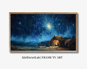 Samsung Bilderrahmen TV Kunst Weihnachtskrippe Stern von Bethlehem, religiöse TV Kunst, christliche Malerei, TV Hintergrundbild, digitaler Download