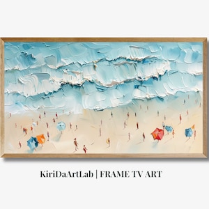 Abstract Summer Frame TV Art, Seascape Swimming Painting, Summer Frame TV Art, Digital Download, Colorful Beach, Textured Painting Samsung
