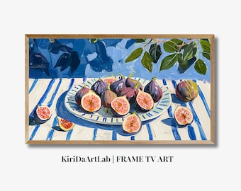 Frame TV Summer Art, Figs Still Life Summer Frame Tv Maximalist Instant Download,  Colorful Mediterranean Tablescape Digital Download for Tv