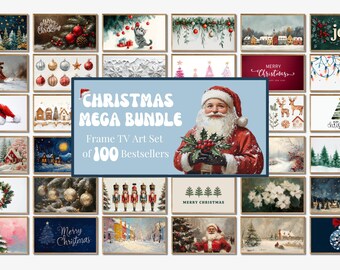 Weihnachtskunst für Samsung Frame TV, Set mit 100 Winterurlaubsdesigns, festliche Frame TV-Kunst, Weihnachts- & Winterszenen für Frame TV, Santa