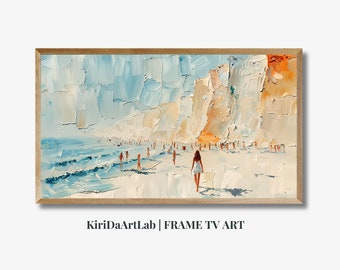 Samsung フレーム TV アート ビーチ ペインティング、フレーム TV アート ヴィンテージ ビーチ、フレーム TV アート ニュートラル、フレーム TV アート サマー、フレーム TV アート 3D テクスチャ ペインティング