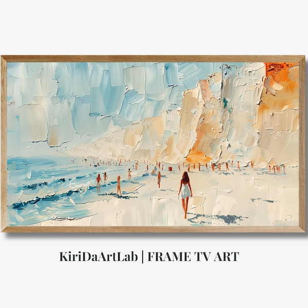 Samsung Frame TV Art Beach Painting, Frame TV Art Vintage Beach, Frame Tv Art Neutral, Frame TV Art Summer, Frame Tv Art 3D texture painting