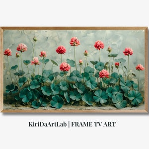 Frame TV Art St. Patrick&#39;s Day, Abstract Clovers Watercolor Painting, Shamrock Art, Green Spring Frame TV Art Digital Download