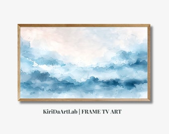 Samsung Frame TV Kunst, Abstrakt Blau Aquarell, Moderne Pinsel Farbe, Samsung Art TV, Abstrakte Kunst, Digital Download für Samsung Frame 4K