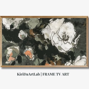 Abstract Samsung Frame TV Art, Abstract Oil Painting For TV, Vintage Moody Cottagecore Florals, Dark Academia Aesthetic, Digital Download