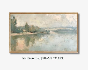 Frame Tv Art Summer, Frame Tv Art Lake, Coastal Frame TV Art, Coastal Landscape, Lake House Beach Painting, Country Seaside, Abstraction