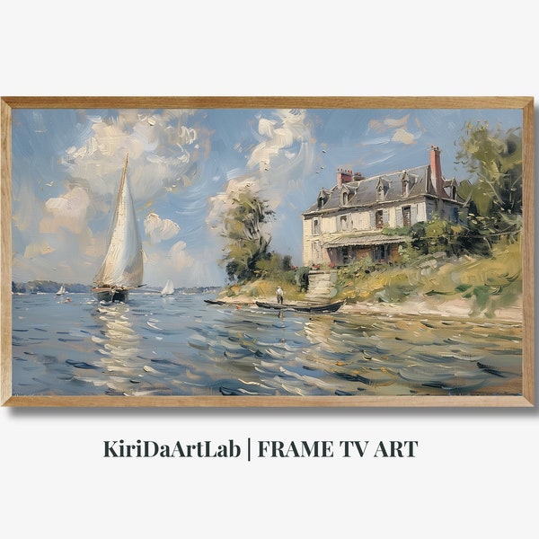 Samsung Frame TV Art Summer, Art For Frame Tv, Spring Oil Painting, Neutral Landscape, Digital Download, Venice TV Art, Italian TV Art