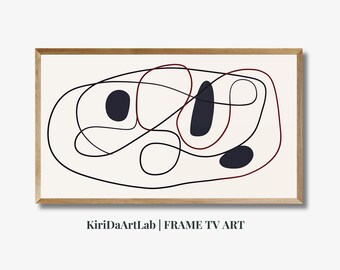 Modern Neutral Samsung Frame TV Art, Minimalist Line Drawing, Samsung Frame TV Art, Mid Century Modern Shape Art, Digital Download