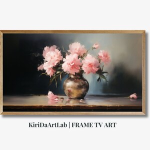 Samsung Frame Art Spring, Vintage Peony Flower Frame TV Art, Spring Painting, Easter Botanical Flowers Frame TV Art, Victorian Home Decor