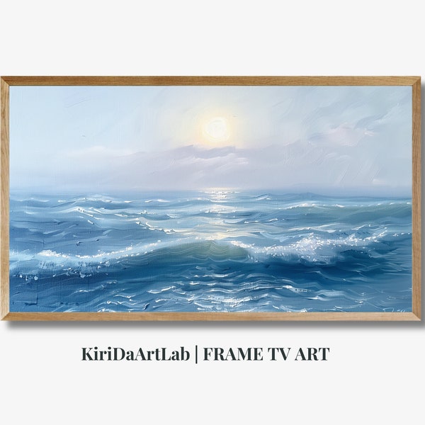 Samsung Frame TV Art, Blue Samsung Frame TV Art, Neutral Frame Tv Art, Abstract, Instant Download, Minimal, Frame TV Art Landscape Summer