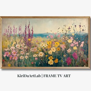 Samsung Frame TV Art, Spring Wildflower Field, Country Flowers Art, Warm Tone Wildflowers Art, Digital Download Frame TV Art