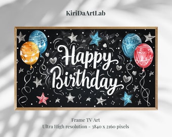 me_san  うさぎ　Photoフレーム　happy birthday Personalized Samsung Frame TV Art | Happy Birthday TV Frame