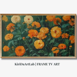 Samsung FrameTV Art, Frame TV Art Spring, Vintage Marigolds, Arte colorida para Frame TV, The Frame tv art, Digital TV Art