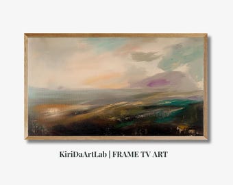 Samsung Frame TV Art, dipinto astratto con texture, Frame TV Art, download digitale, dipinto a olio con paesaggio primaverile vintage