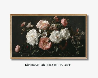 Moody Floral Samsung Frame TV Art: Dark Academia Botanical Painting (Digital Download)