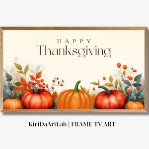 Samsung Frame TV Thanksgiving Art, Thanksgiving Textured TV, Happy Thanksgiving, Instant Download TV Art, Fall Wall Art, Pumpkins