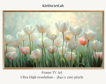 Samsung Frame TV Easter, Frame Tv Spring Art, Soft Floral Digital Download Art, Frame Tv Spring Tulips, Tulips Watercolor