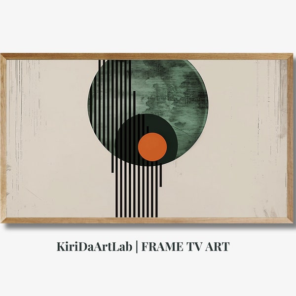 Abstract Samsung Frame TV Art, Spring Abstract Oil Painting, Green Minimalist Art, Green Textured Art, Green Circle Abstract Painting 3D