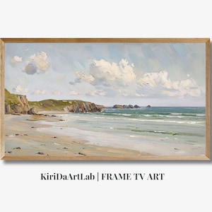 Samsung TV Frame Art, Lake View for Frame TV, Oil Painting, Digital Download, Farmhouse Decor, Frame TV art, Vintage Oil Landscape