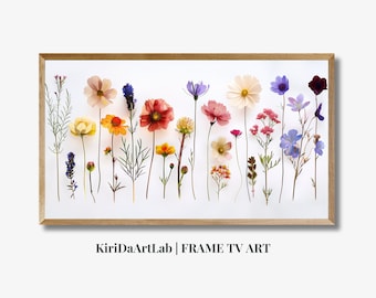 Samsung Frame Art Summer Flowers, Spring Frame TV Art Instant Download, Wildflower Floral Embroidery Textured Art for TV Digital Download