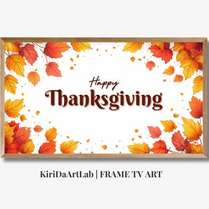 Thanksgiving Frame Art, Happy Thanksgiving, The Frame TV Art, Digital Download Art, Frame TV Art Thanksgiving, Fall Leaves Acorns Decor