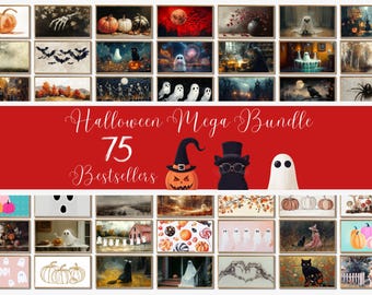 Samsung Frame TV Art Collection, Frame TV Halloween Art Set of 75, Ghost in Field, Vintage Fall Landscape, Halloween Spooky Arts, Witchy