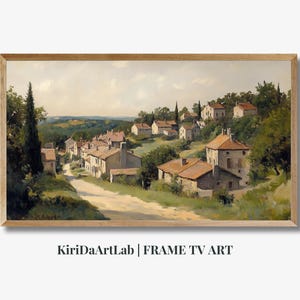 Antique Irish Coastal Landscape Frame TV Art, Vintage St. Patrick&#39;s Day Oil Painting, Farmhouse Decor, Digital Download, Rustic Farmhouse