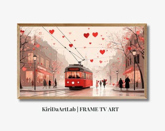 Valentine's Day Frame TV Art File, Retro Valentines Day Decor, Valentines Day Home Decor, Beige Pink Valentines Day TV Art, Digital Download
