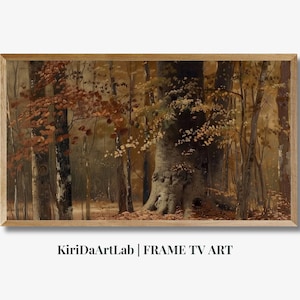 Fall Frame TV Art, Fall Trees Rustic Painting, Vintage Autumn Painting, Country Landscape, Rustic Impasto Samsung Frame TV Screensaver