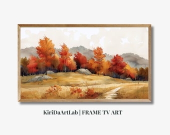 Samsung Frame TV Art Otoño, Árboles otoñales Samsung Smart TV Art, Paisaje otoñal TV Art, Arte digital de follaje otoñal, Descarga digital de temporada