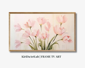 Samsung Frame Tv Spring Art, Soft Floral Digital Download Art, Tulip Easter Art for Frame Tv, Neutral Toned Soft Floral, Mother’s Day TV Art