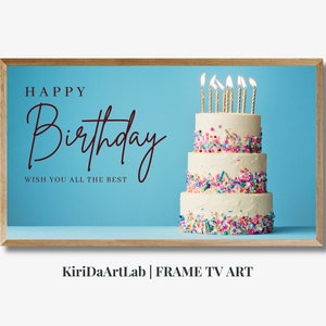 Samsung Frame TV Art Birthday, Frame TV Art Happy Birthday, Samsung Art TV Birthday Party, Digital Download for Samsung Frame, Birthday Cake