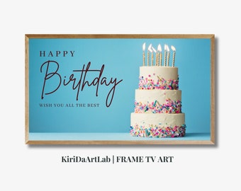 Samsung Frame TV Art Birthday, Frame TV Art Happy Birthday, Samsung Art TV Birthday Party, Digital Download for Samsung Frame, Birthday Cake