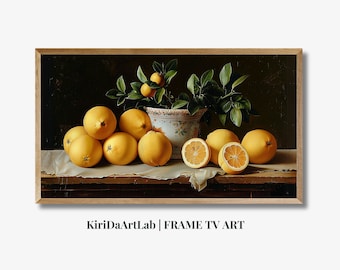 Vintage Fruit Painting, Orange Art Digital, Samsung Frame Tv Art, Still Life orange, Kitchen wall art, Frame Tv Art Antique, Vintage Dark