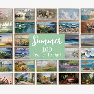 Set of 100 Summer Frame TV Art – Vintage Aesthetic Digital Bundle, Colorful Textured Coastal Prints, Trendy French Country Decor, Neutral