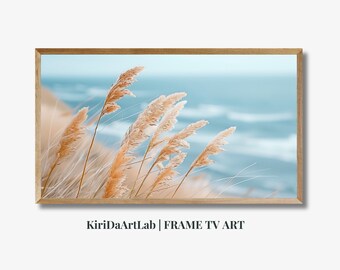 Arte em moldura para TV Samsung, Arte em parede de praia, Decoração costeira, Arte digital para TV, Arte em parede de grama marinha, Arte em moldura para TV, Arte em moldura para TV, Download digital