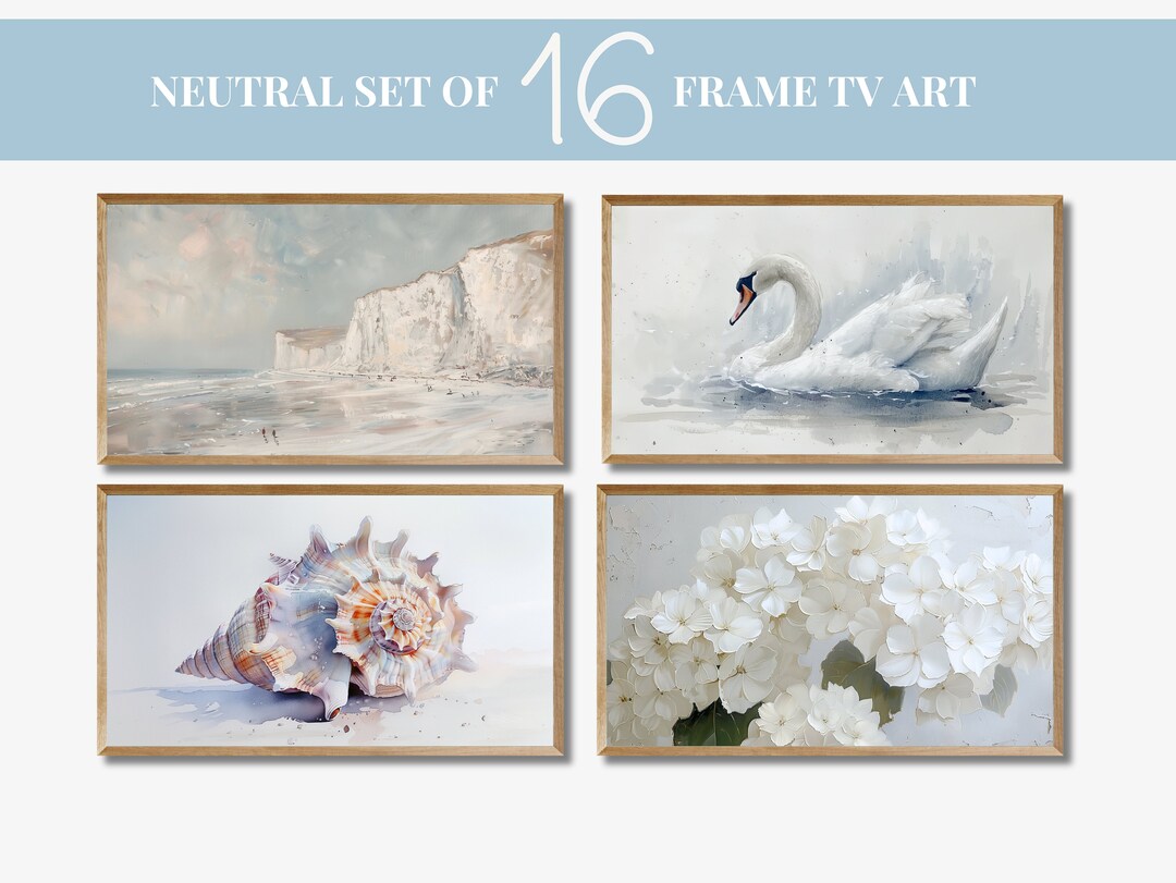 Frame TV Neutral Art Set of 16, Samsung Frame TV Summer Set, Textured